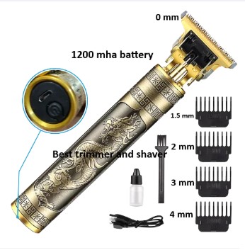 Vintage T9 Recharge Professional Hair Trimmer metal body with type C fast charging port